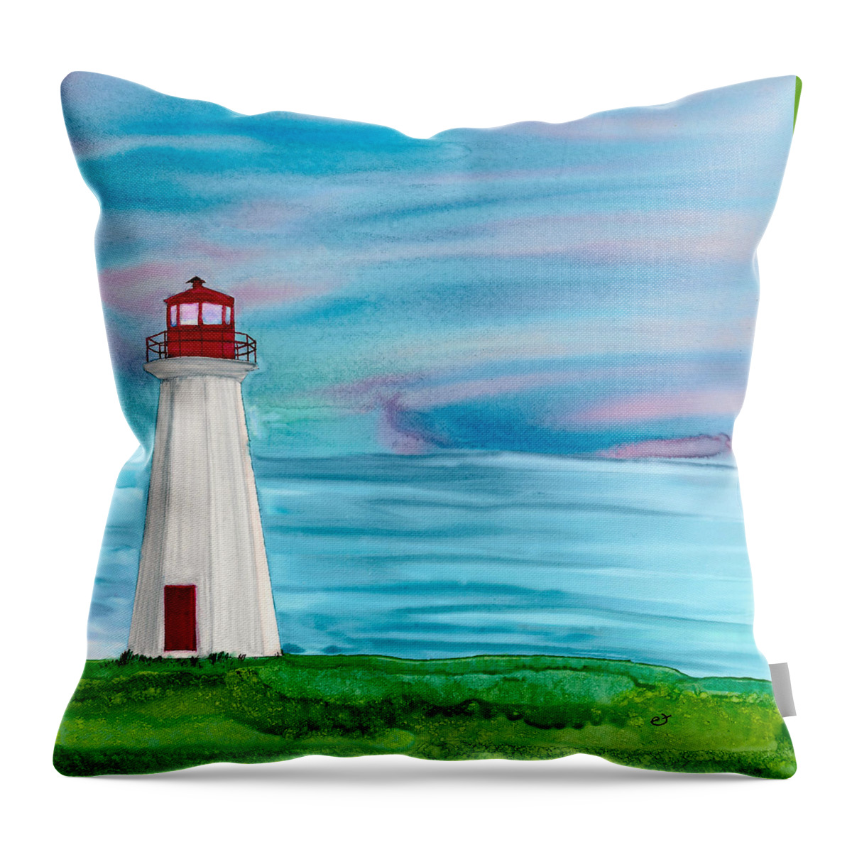 Cape George Throw Pillow featuring the painting A Breath of Fresh Air by Eli Tynan