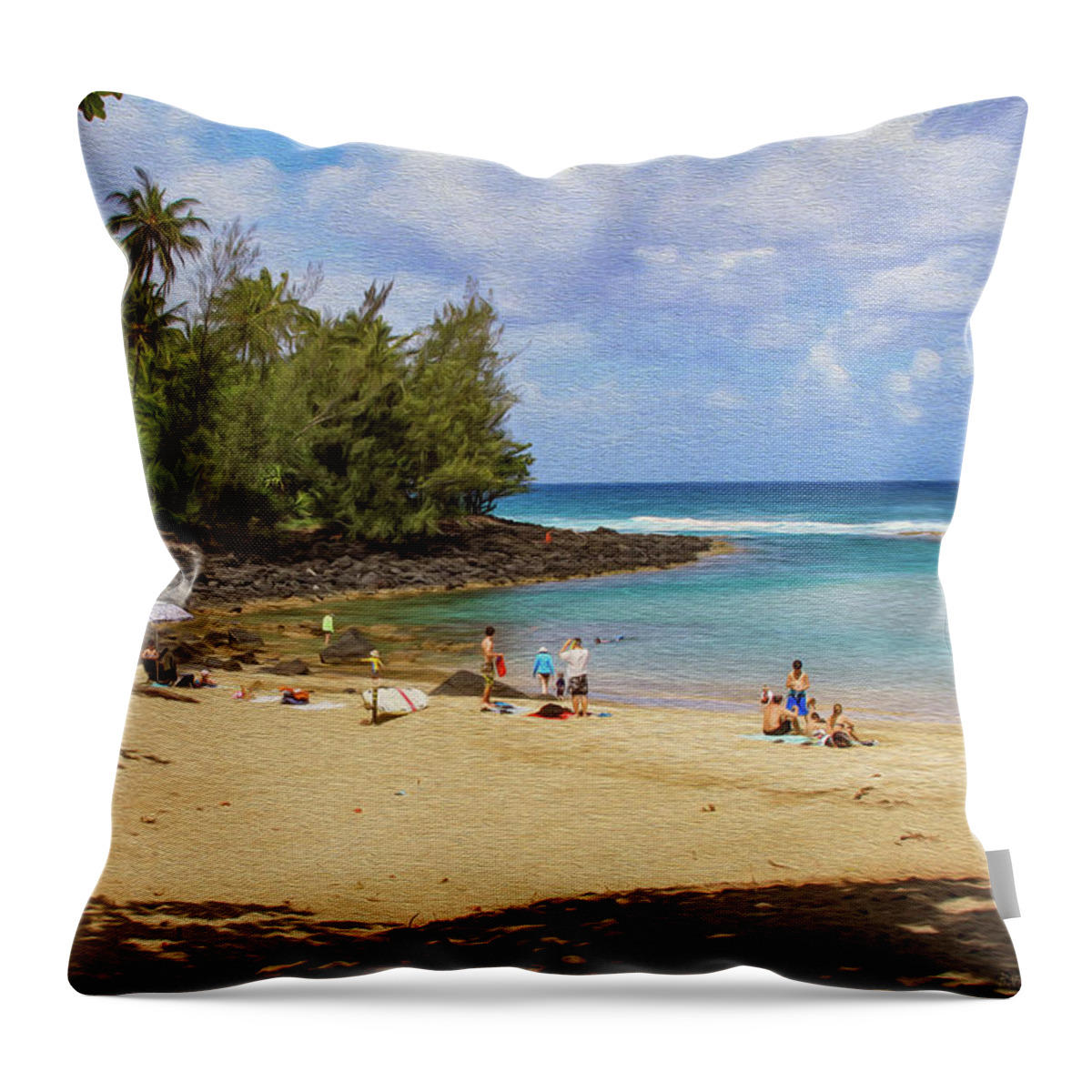 Bonnie Follett Throw Pillow featuring the photograph A Day at Ke'e Beach by Bonnie Follett