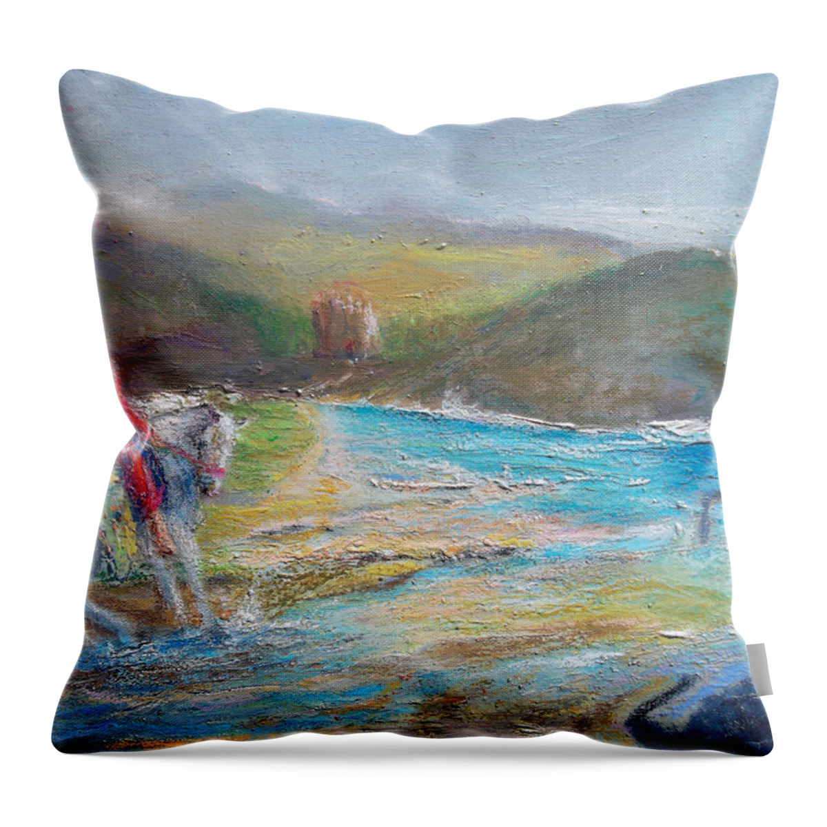 Symbolic Throw Pillow featuring the painting A Ghost Upon Your Path by Susan Esbensen