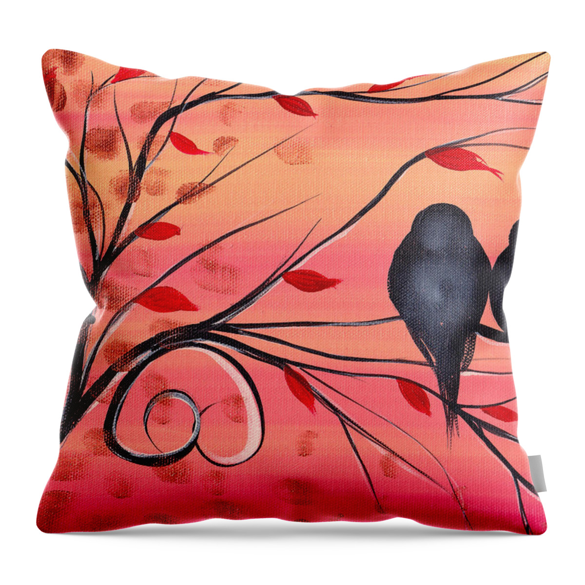 Birds Throw Pillow featuring the painting A morning with you by Abril Andrade