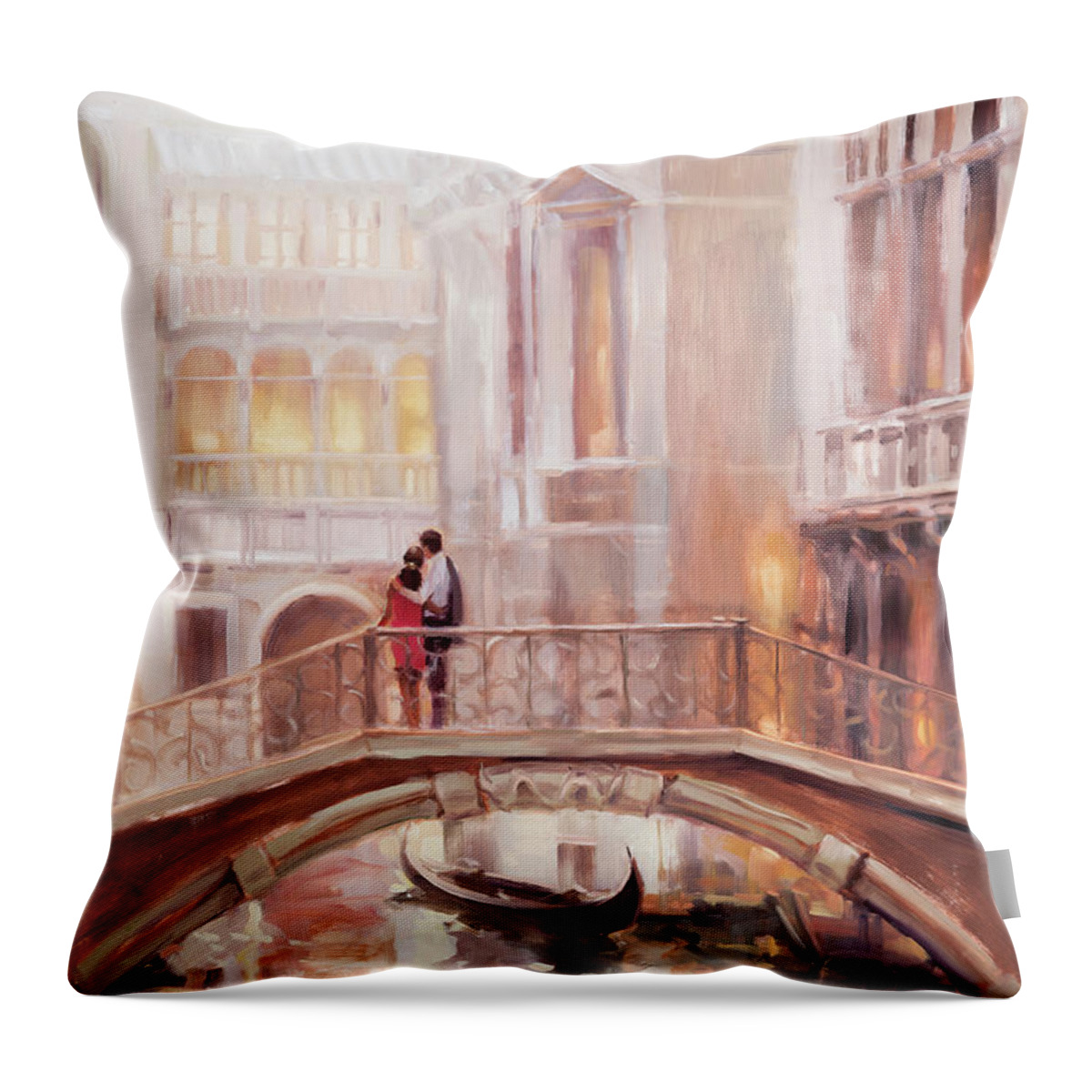 Romantic Throw Pillow featuring the painting A Perfect Afternoon in Venice by Steve Henderson