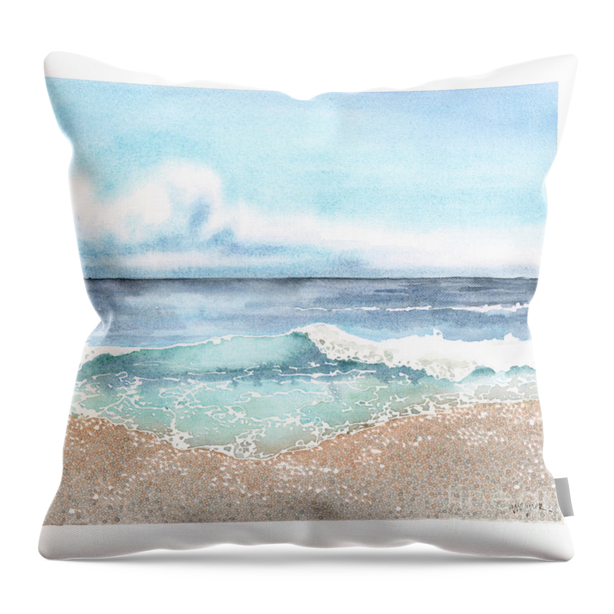 Beach Throw Pillow featuring the painting A Perfect Day by Hilda Wagner