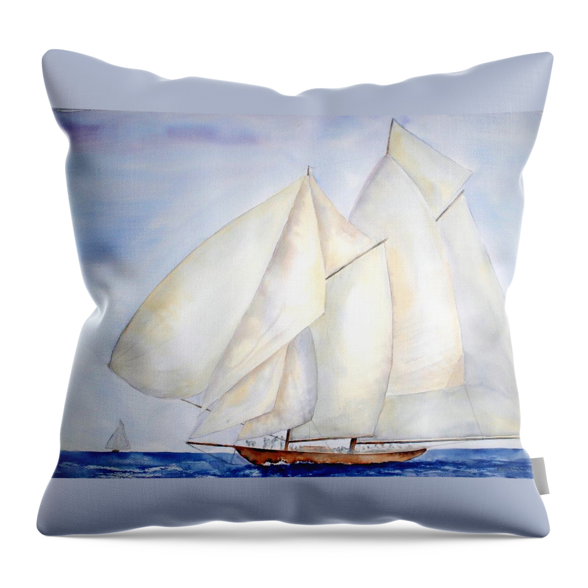 Yacht Throw Pillow featuring the painting A Press of Sails by Diane Kirk