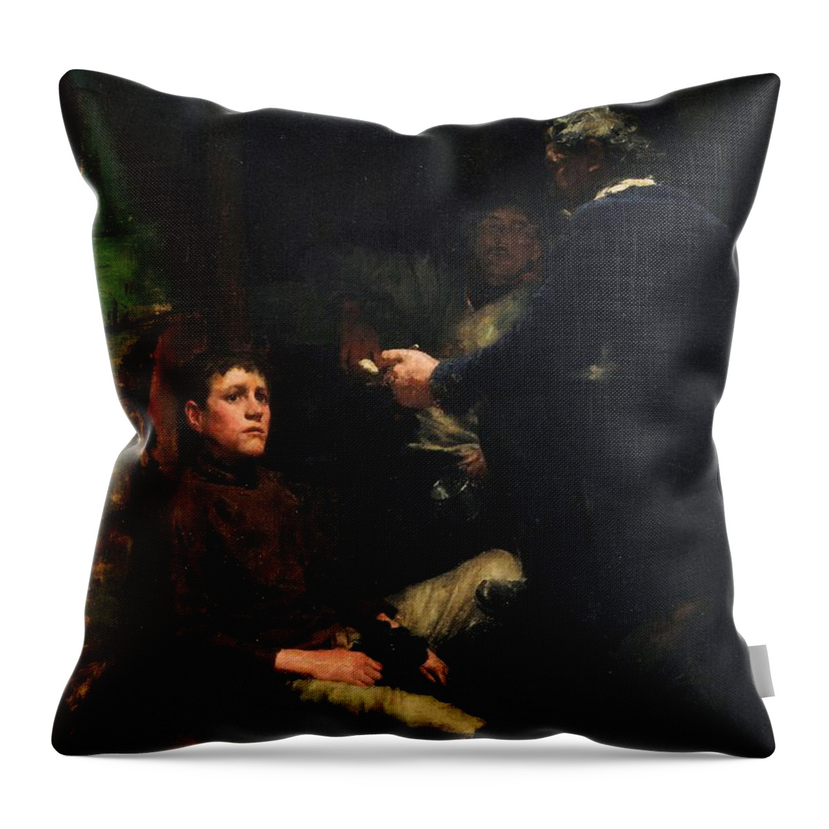 Henry Throw Pillow featuring the painting A Sailors Yarn by Henry Scott Tuke