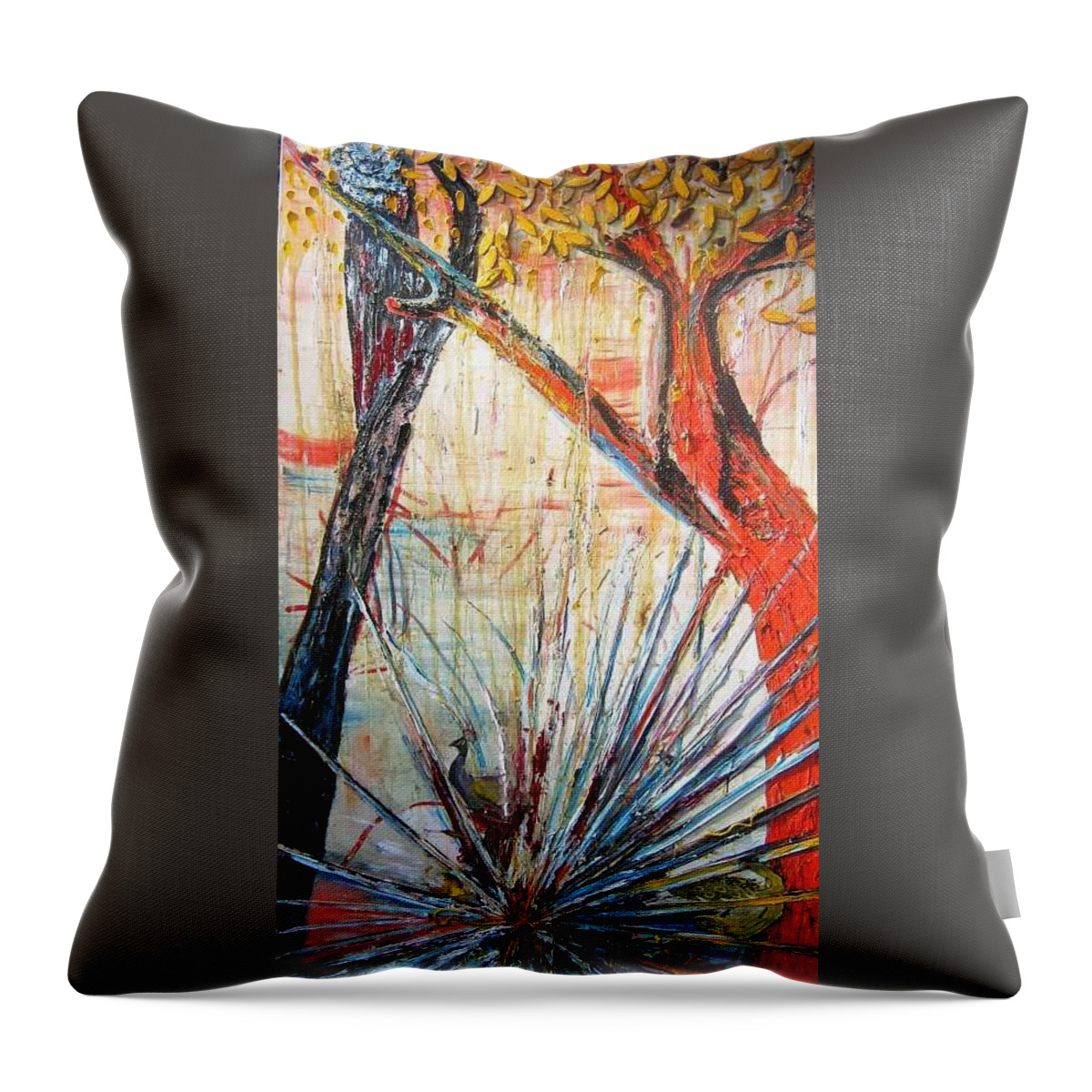 Trees Throw Pillow featuring the painting A Tribute by Peggy Blood