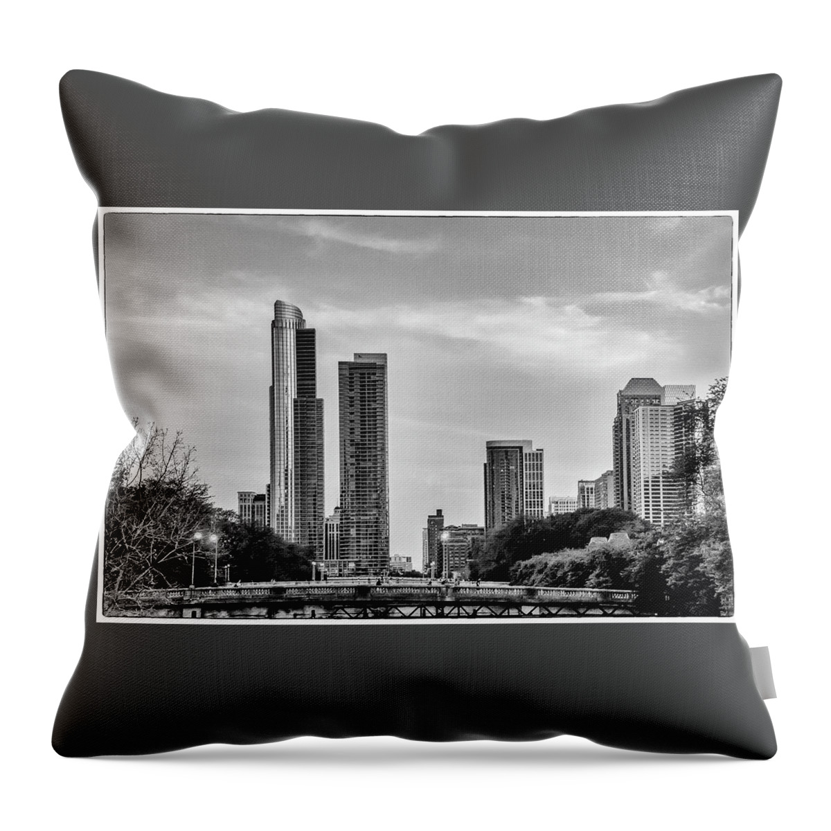Chicago Throw Pillow featuring the photograph A View from the Tracks - Chicago by John Roach
