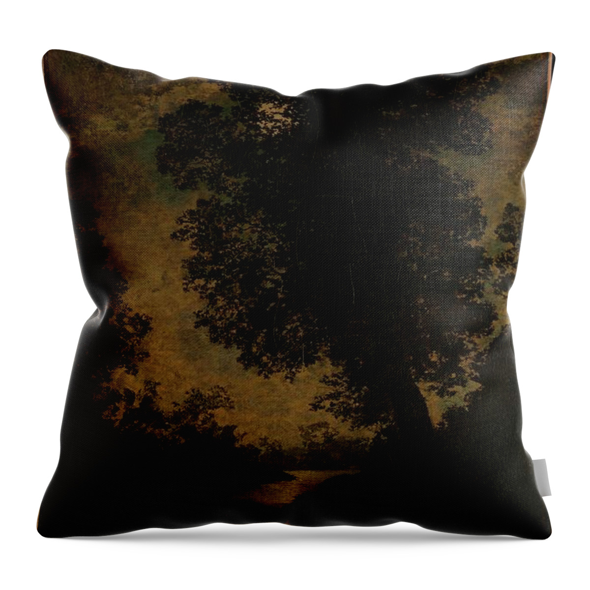 A Waterfall Throw Pillow featuring the painting A Waterfall, Moonlight by Ralph Albert