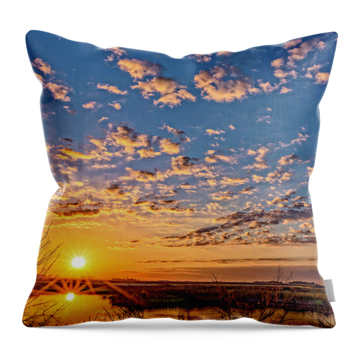 Sunrises Throw Pillow featuring the photograph A Wildlife Paradise Marvel Sunrise by DB Hayes