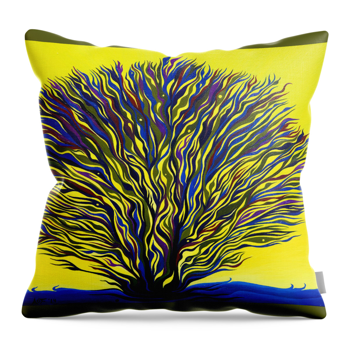 Shrub Throw Pillow featuring the painting About to Sprout by Amy Ferrari