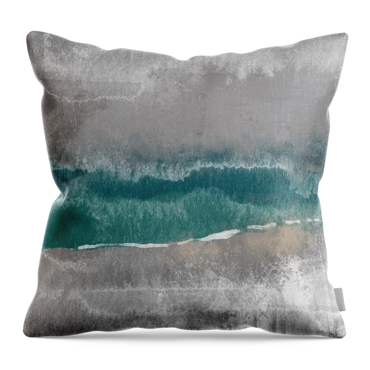 Beach Throw Pillow featuring the mixed media Abstract Beach Landscape- Art by Linda Woods by Linda Woods