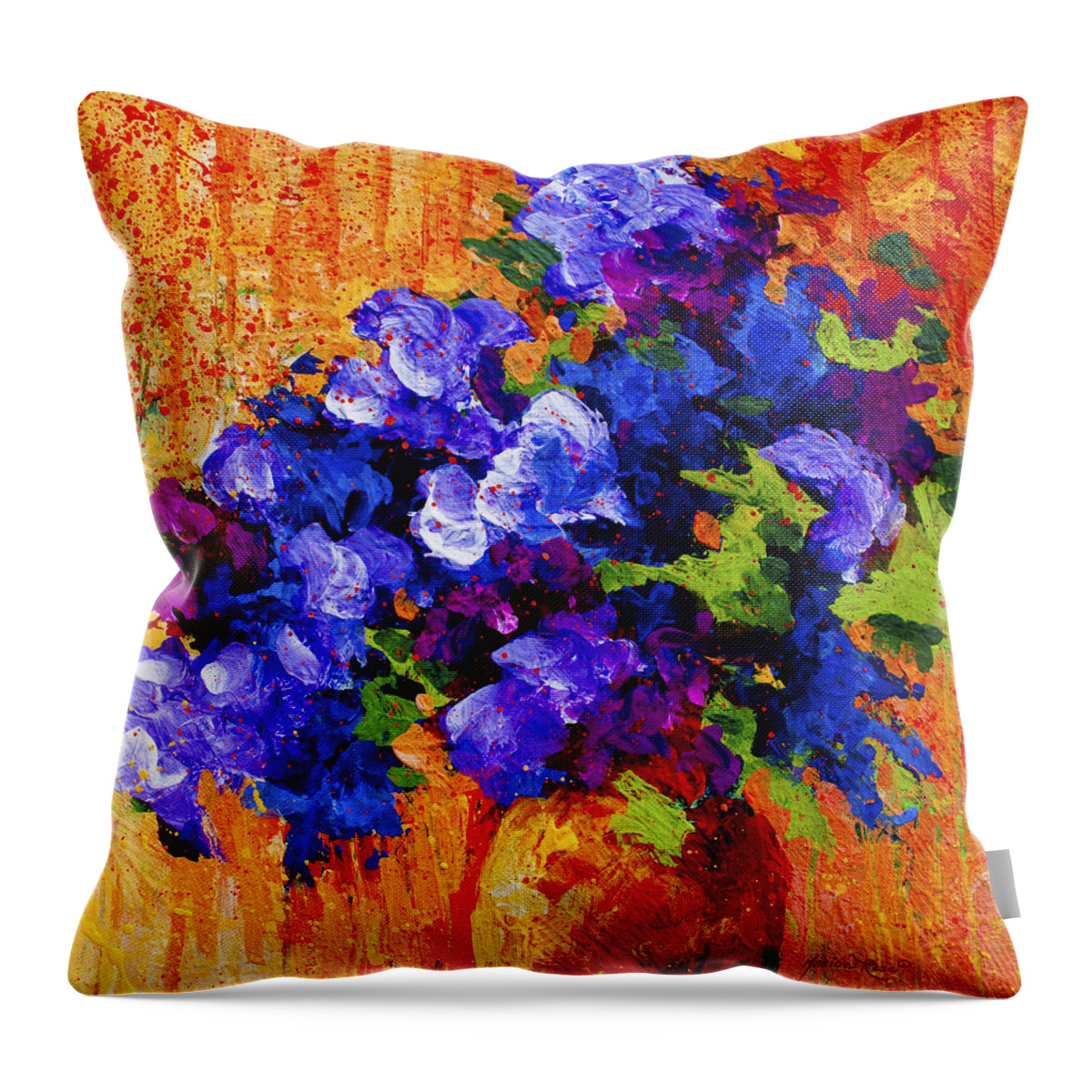 Floral Throw Pillow featuring the painting Abstract Boquet 3 by Marion Rose