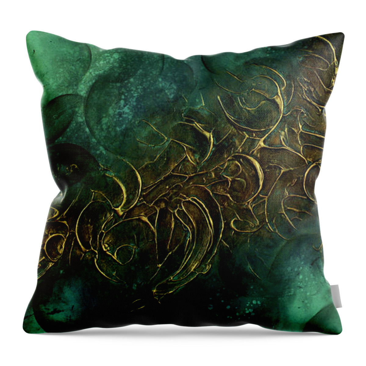 Turquoise Throw Pillow featuring the painting Abstract design 109 by Michael Lang
