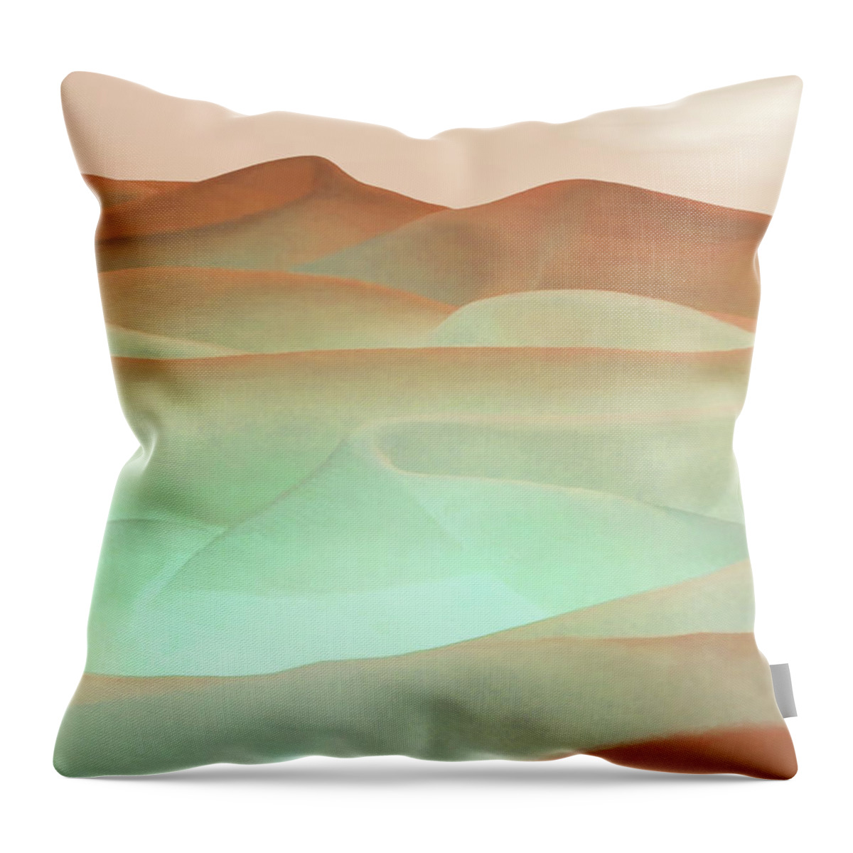Abstract Throw Pillow featuring the digital art Abstract Terracotta Landscape by Deborah Smith