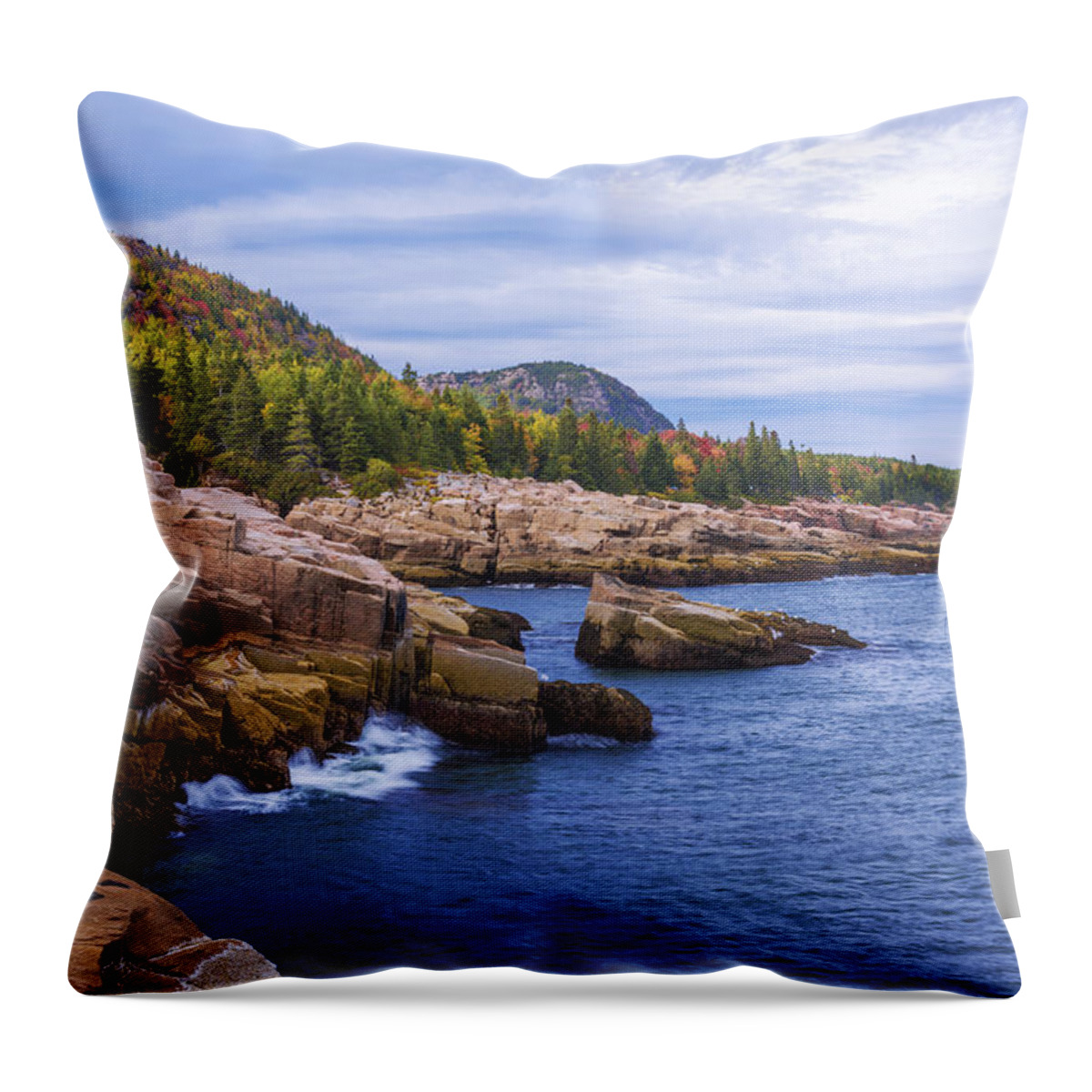 Acadia's Coast Throw Pillow featuring the photograph Acadia's Coast by Chad Dutson