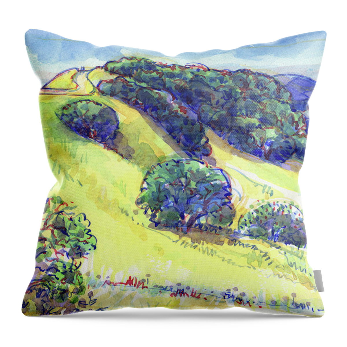 Landscape Throw Pillow featuring the painting Acalanes Ridge, Lafayette, CA by Judith Kunzle