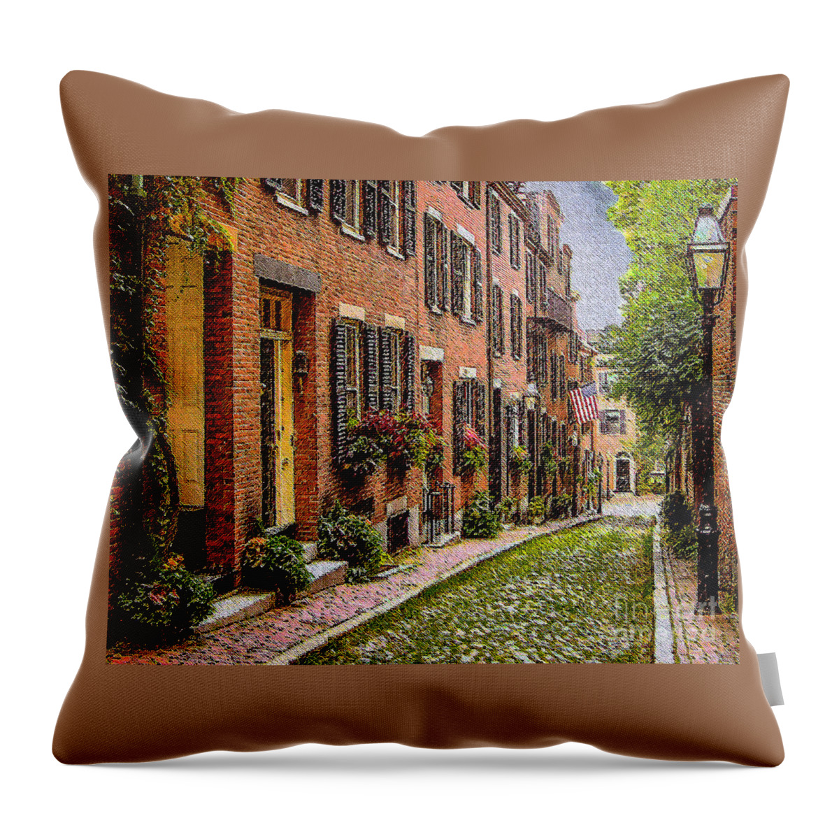 Acorn Throw Pillow featuring the photograph Acorn Street on Canvas by Mark Ali