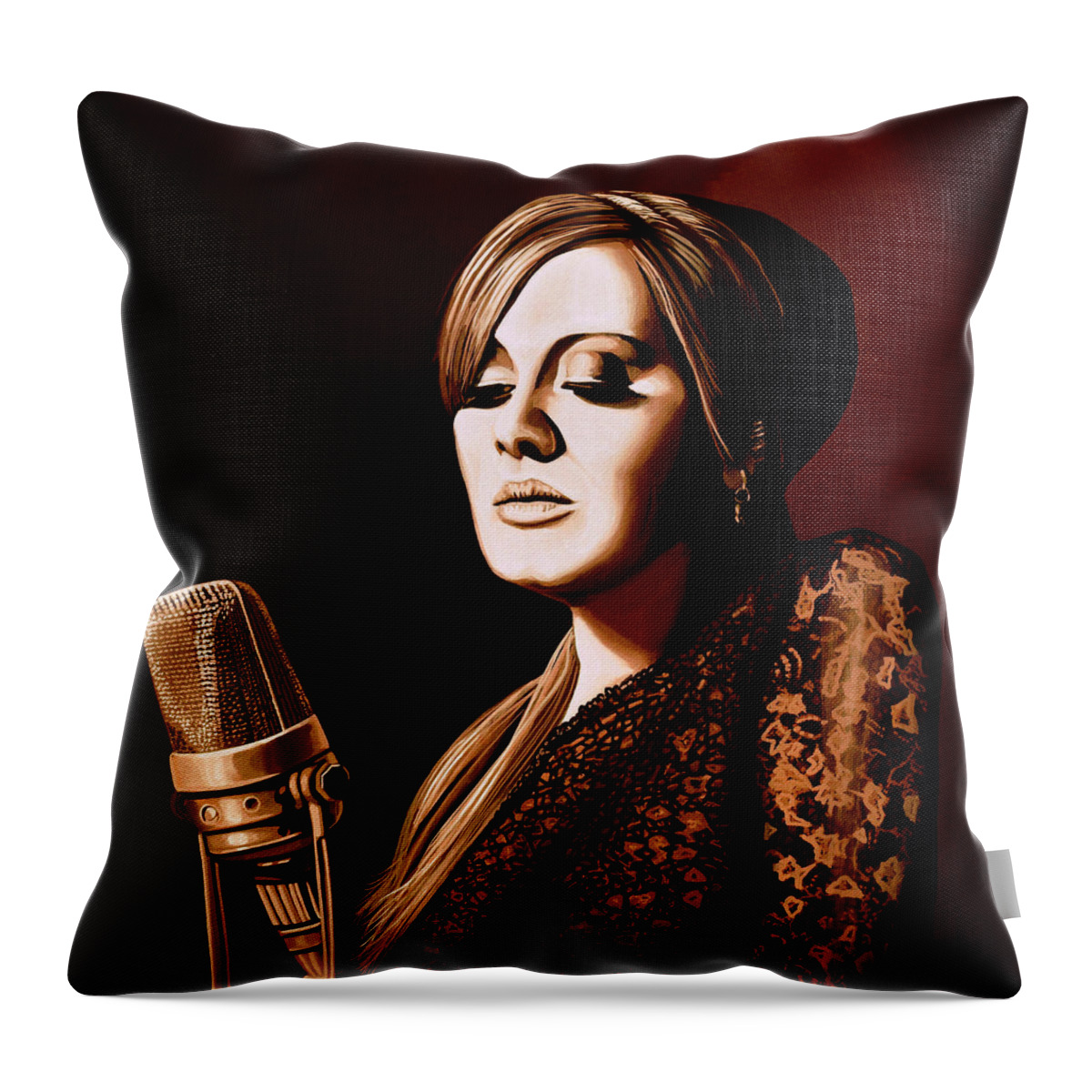 Adele Throw Pillow featuring the mixed media Adele Skyfall Gold by Paul Meijering