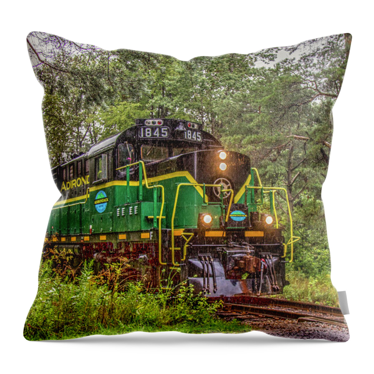 Railroad Throw Pillow featuring the photograph Adirondack Scenic RR Engine 1845 by Rod Best