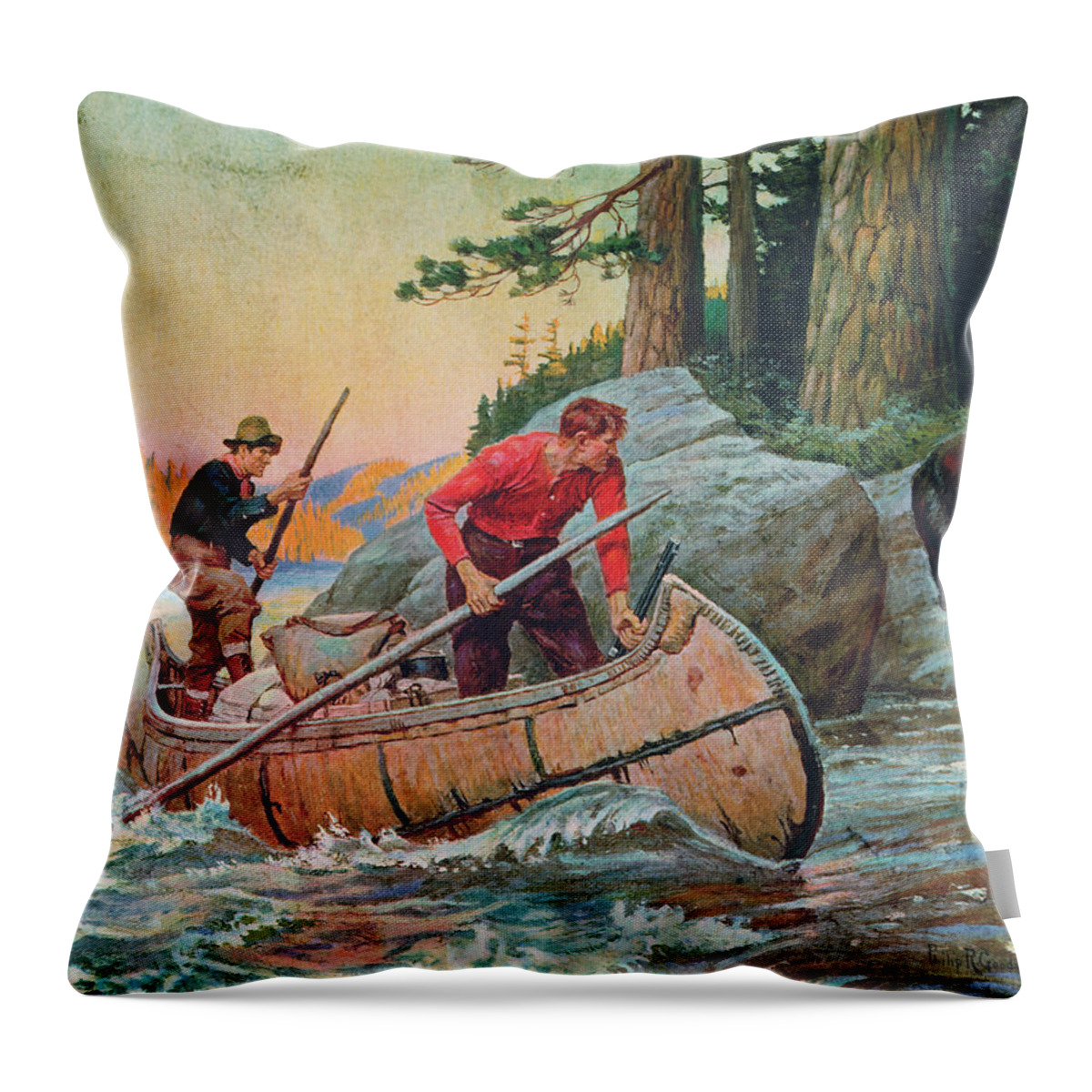 Philip Goodwin Throw Pillow featuring the painting Adventures On The Nipigon by JQ Licensing