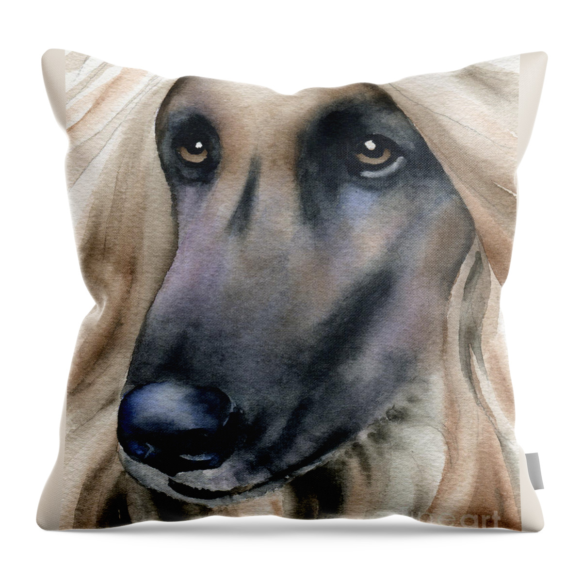 Afghan Throw Pillow featuring the painting Afghan Hound by David Rogers