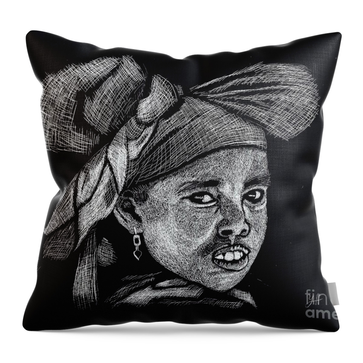 African Throw Pillow featuring the digital art African girl by Yenni Harrison
