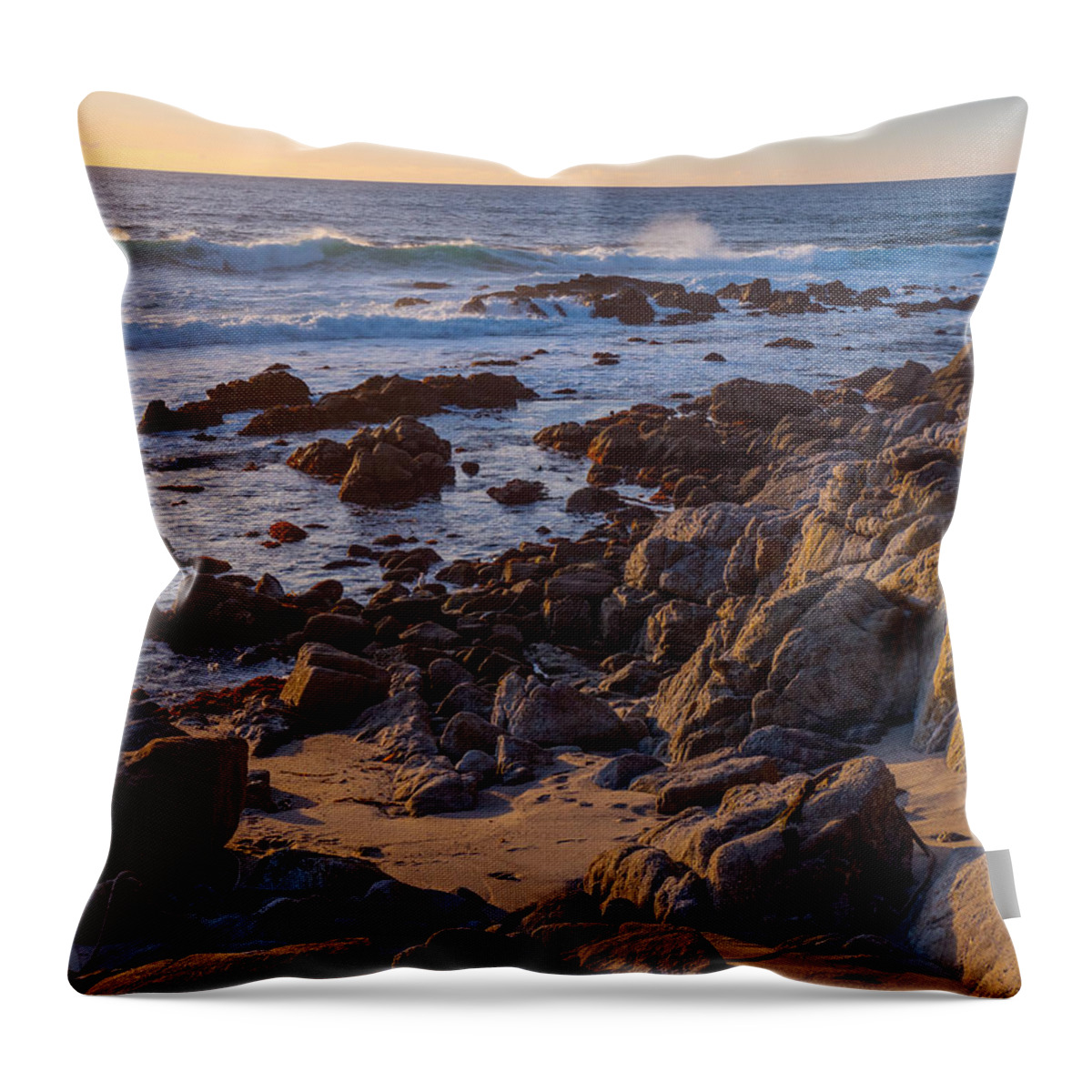 Beachscape Throw Pillow featuring the photograph Afternoon Light at Carmel Point by Derek Dean