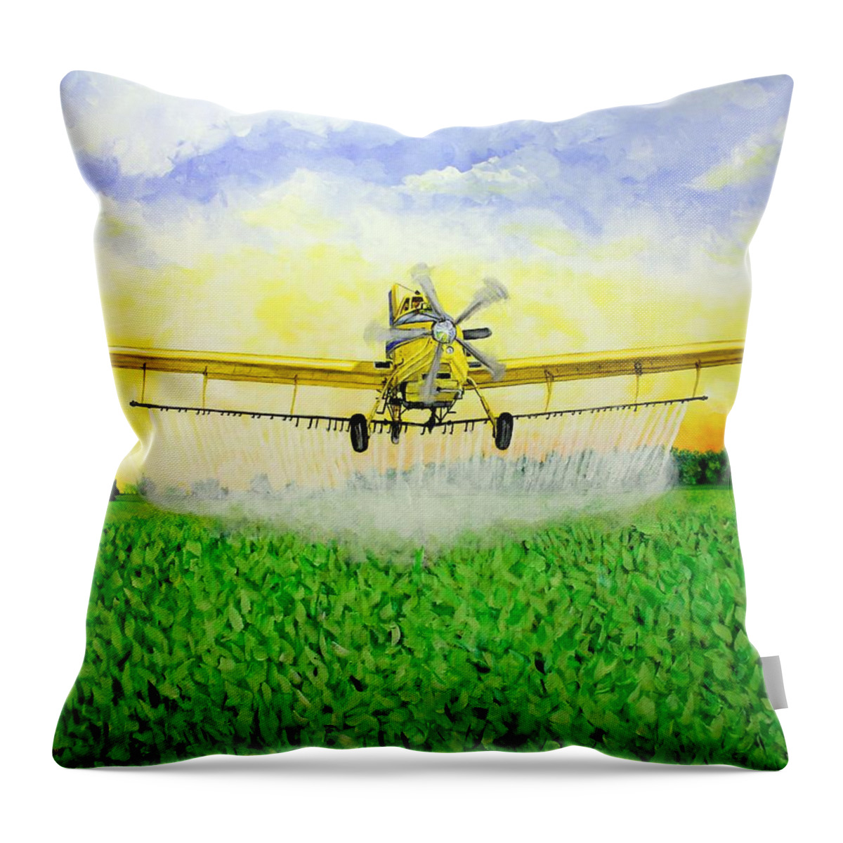 Air Tractor Throw Pillow featuring the painting Air Tractor Crop Duster by Karl Wagner