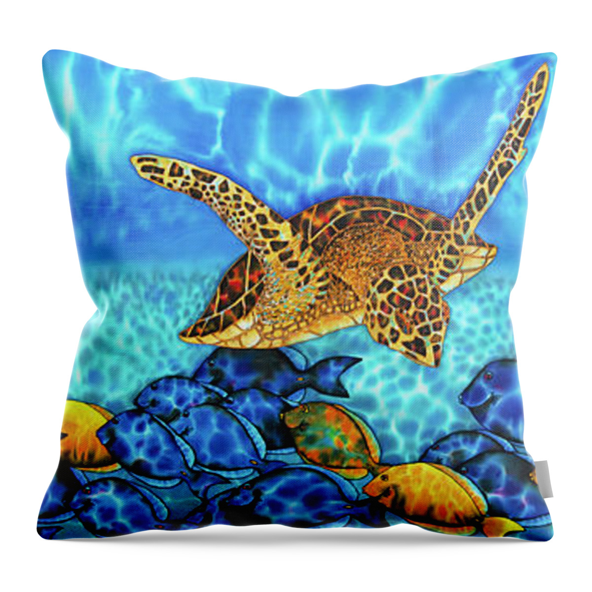 Turtle Throw Pillow featuring the painting Akumal by Daniel Jean-Baptiste