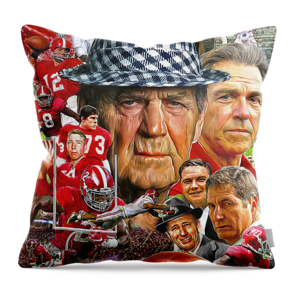 Alabama Football Throw Pillow featuring the painting Alabama Crimson Tide by Mark Spears