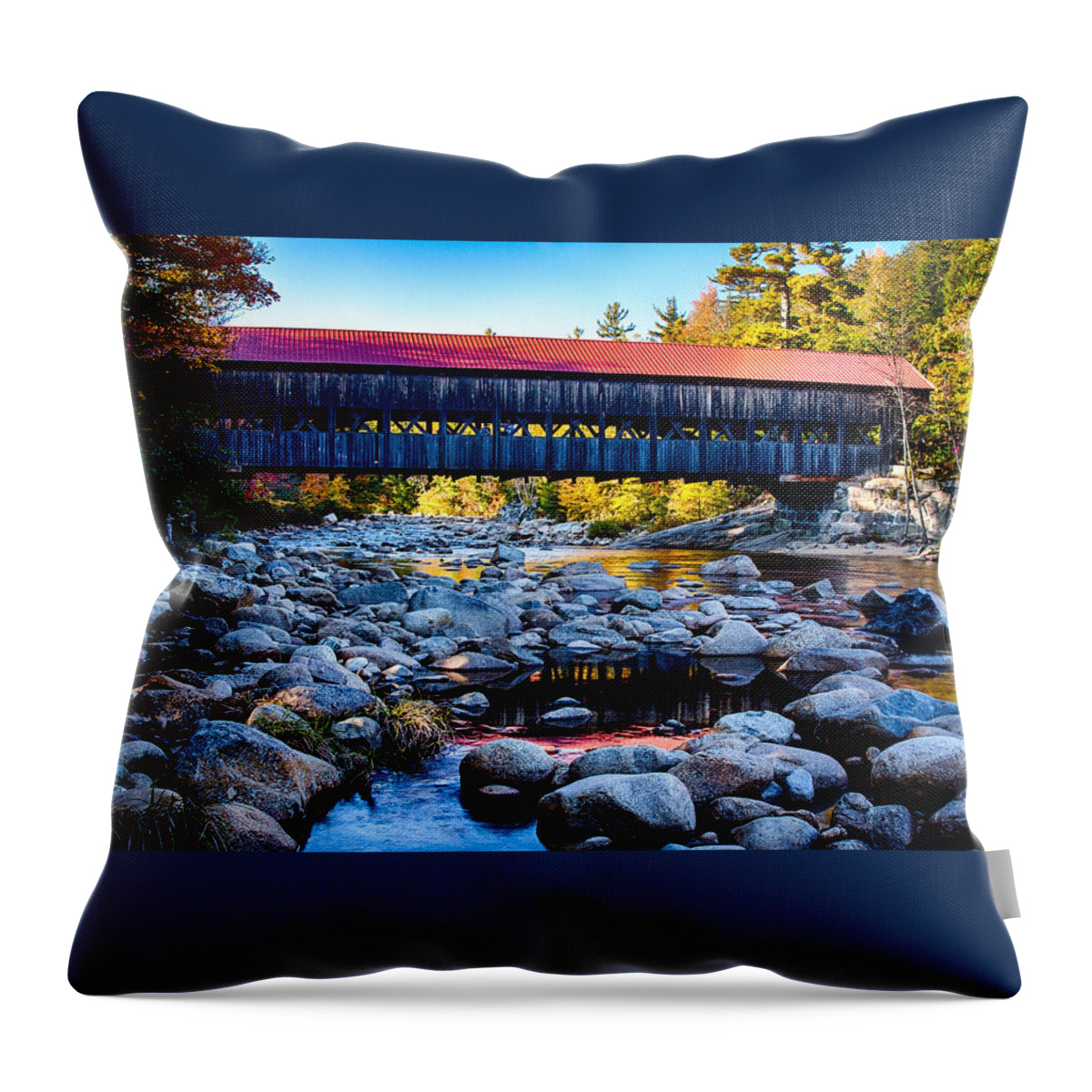 #jefffolger #vistaphotography Throw Pillow featuring the photograph Albany covered Bridge reflection by Jeff Folger