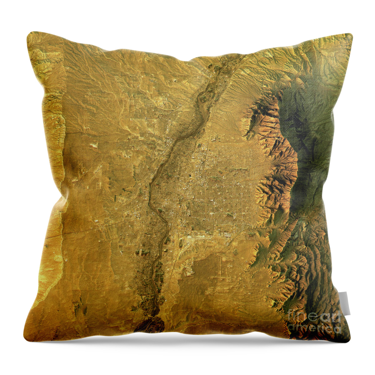 Albuquerque Throw Pillow featuring the digital art Albuquerque Topographic Map Natural Color Top View by Frank Ramspott