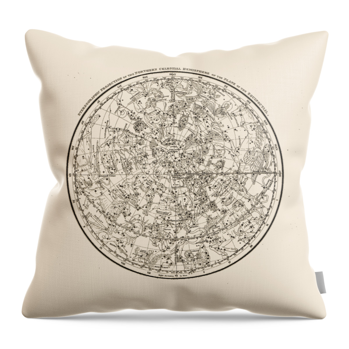 ‘celestial Maps’ Collection By Serge Averbukh Throw Pillow featuring the digital art Alexander Jamieson's Celestial Atlas - Northern Hemisphere by Serge Averbukh