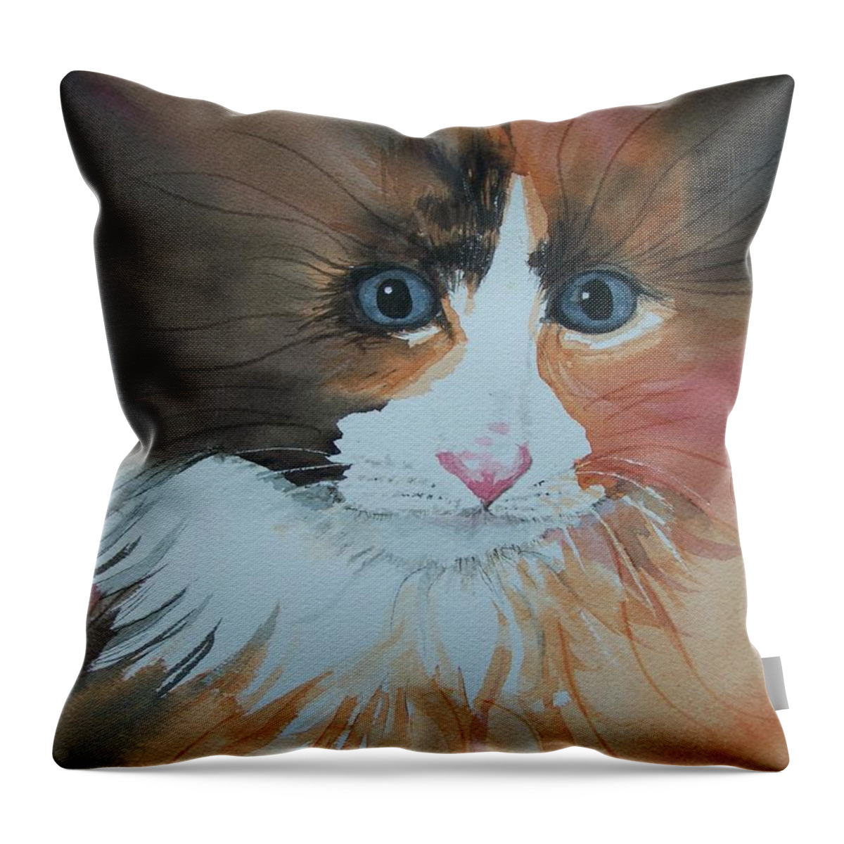 Watercolor Throw Pillow featuring the painting Ali Cat Abstract by Lynn Babineau