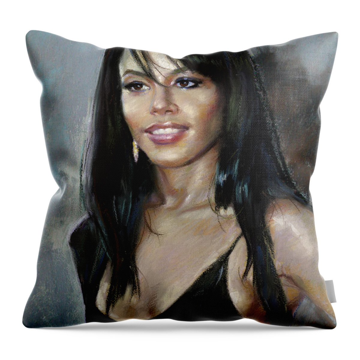 Aliya Throw Pillow featuring the pastel Aliya  by Ylli Haruni
