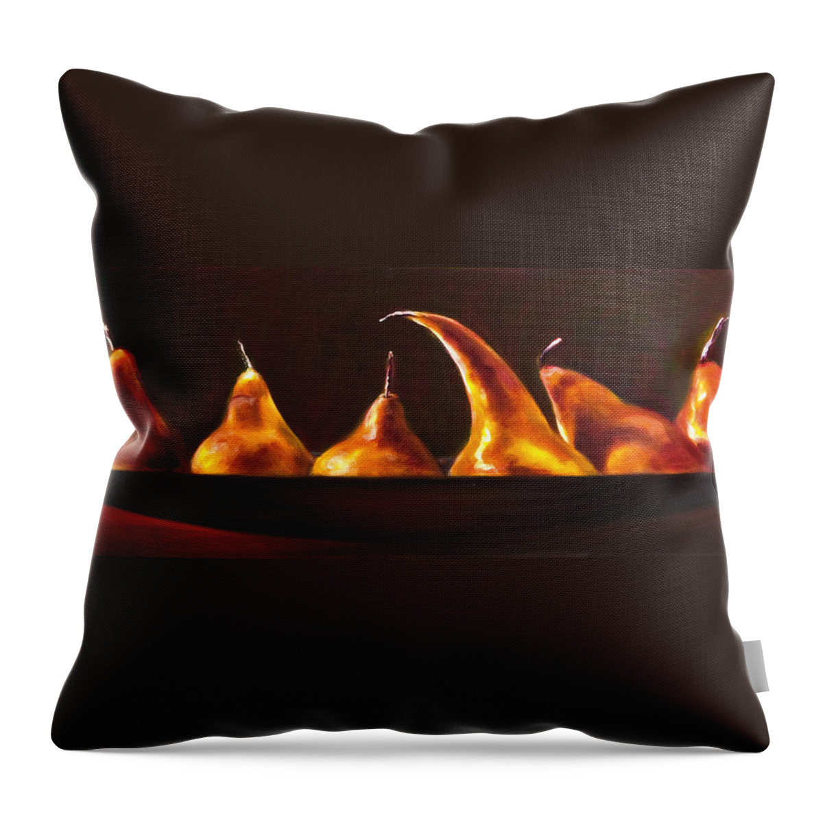 Pears Throw Pillow featuring the painting All Aboard by Shannon Grissom