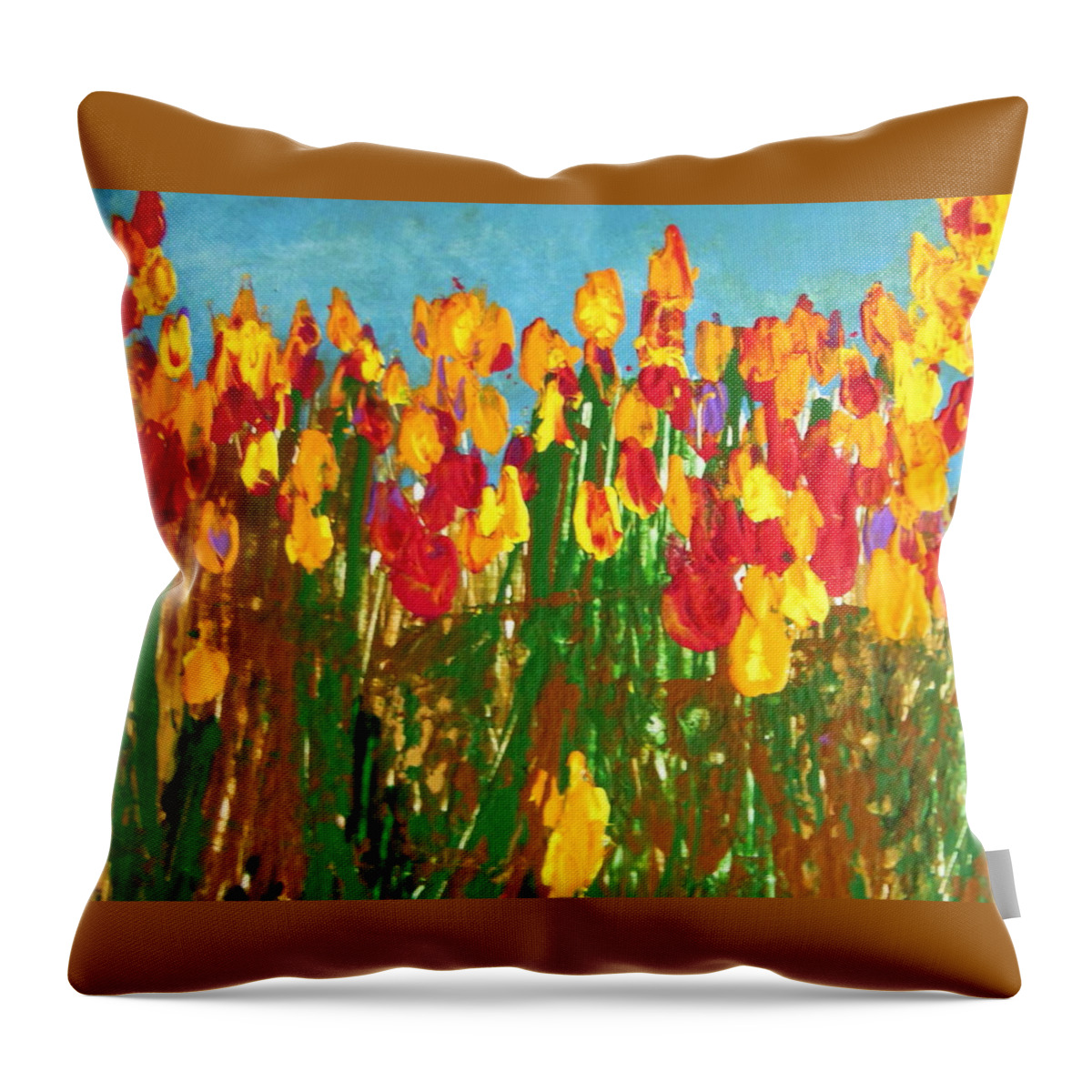 Yellow Throw Pillow featuring the painting All of the Flowers by Aimee Bruno