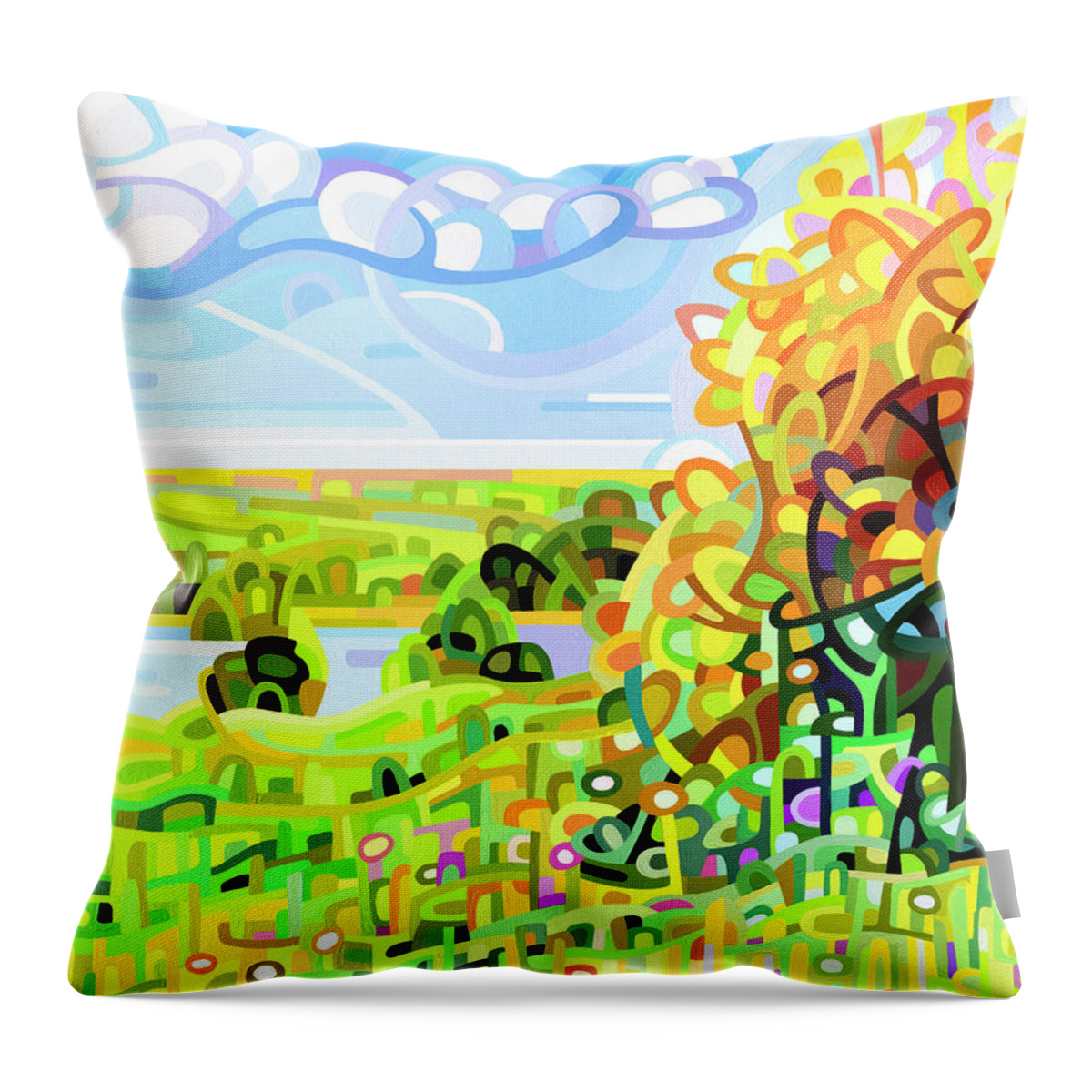 Original Throw Pillow featuring the painting Almost Autumn by Mandy Budan