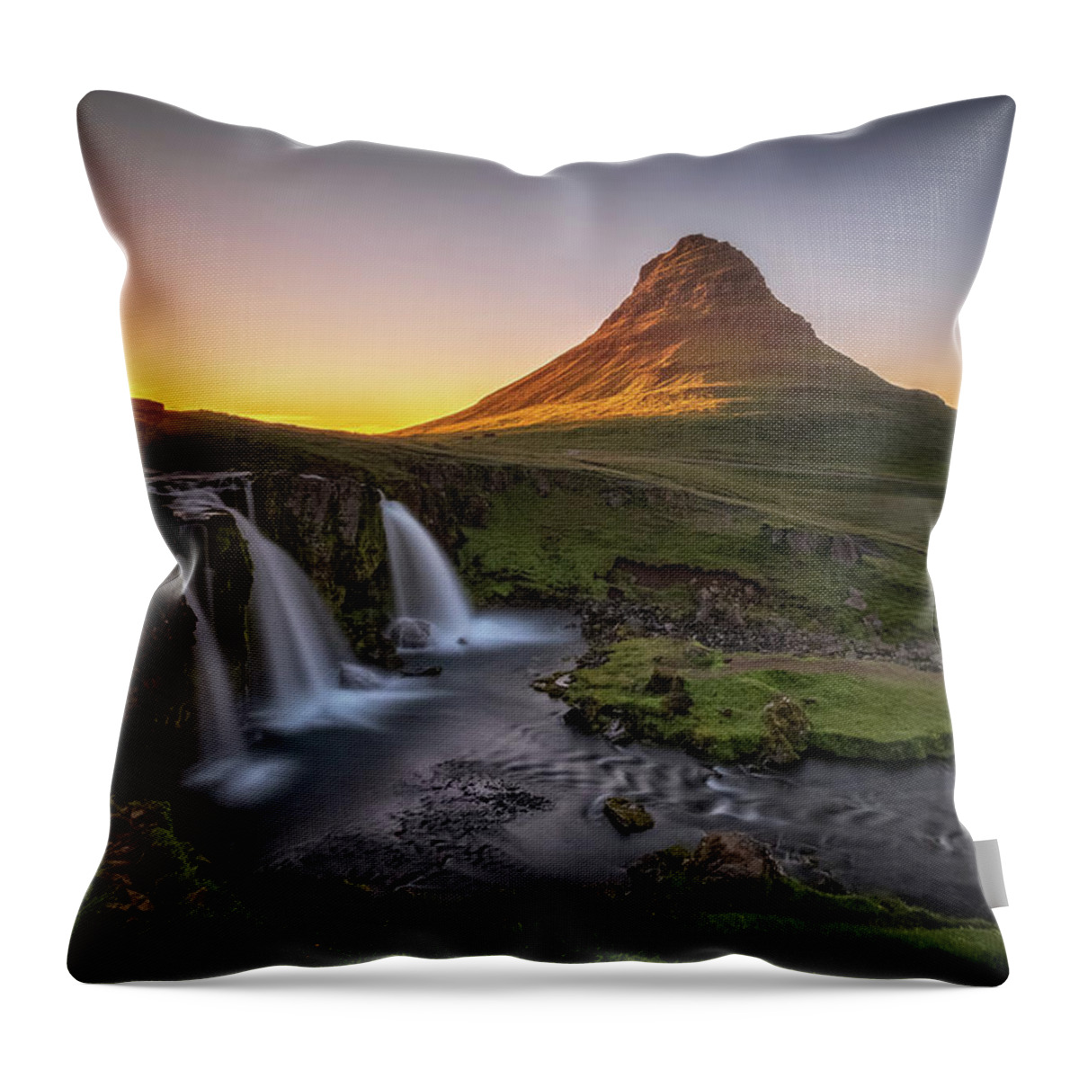 Iceland West Region Throw Pillow featuring the photograph Almost Midnight by Neil Shapiro