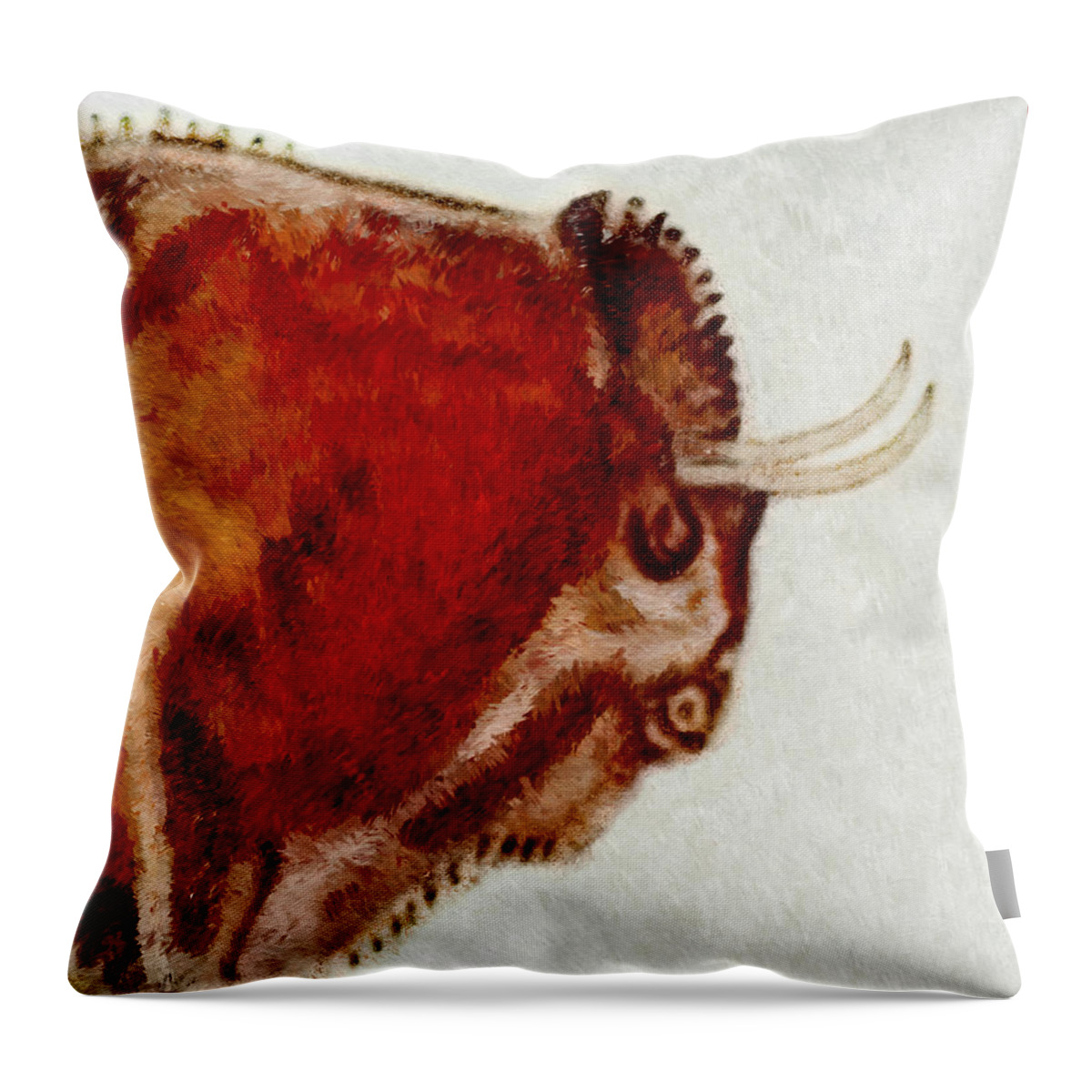 Altamira Throw Pillow featuring the digital art Altamira Prehistoric Bison Detail by Weston Westmoreland