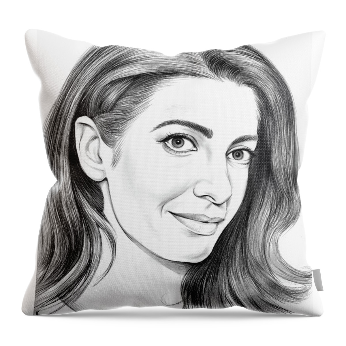 Amal Clooney Throw Pillow featuring the drawing Amal Clooney by Greg Joens