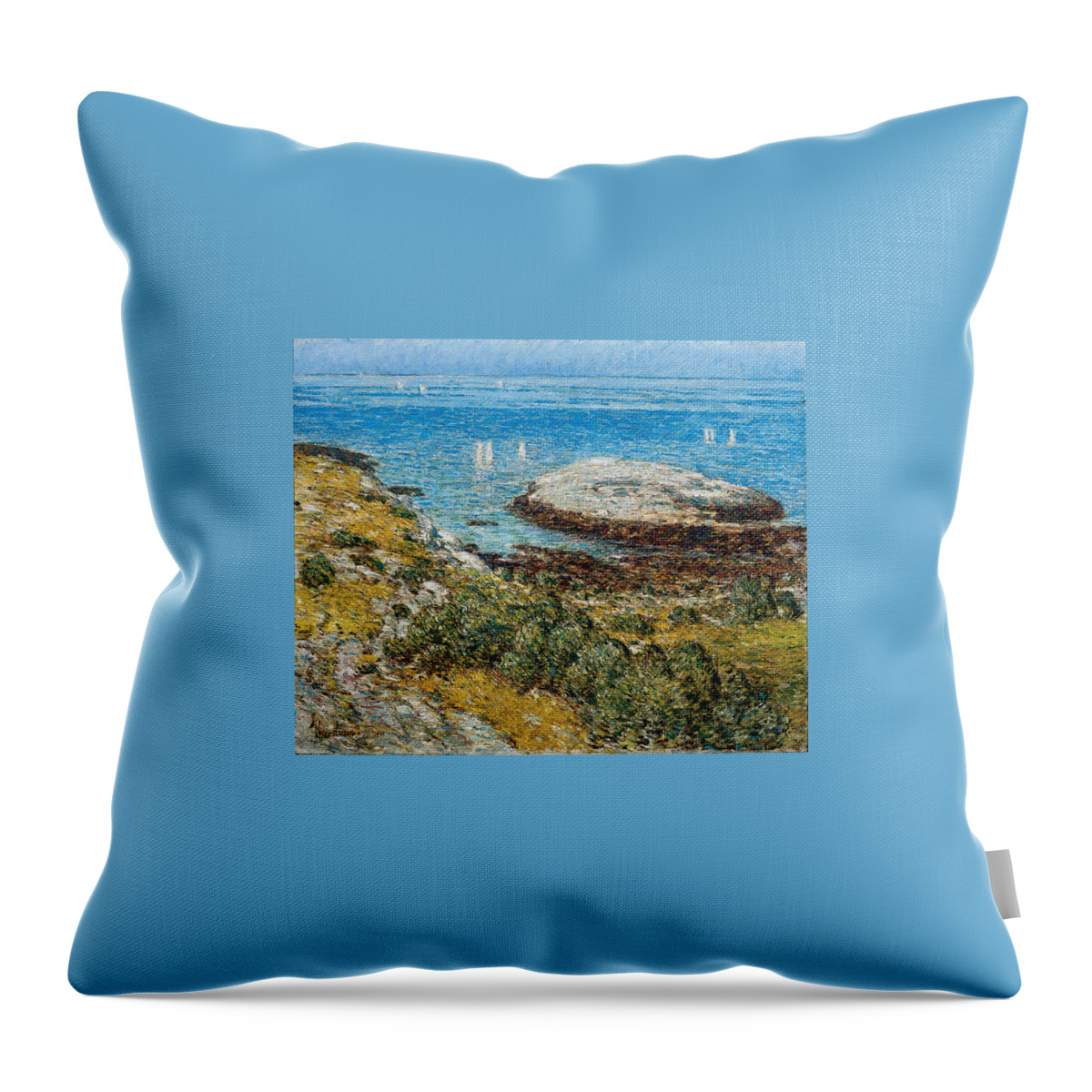 Childe Hassam (1859 � 1935) American Early Morning Calm Throw Pillow featuring the painting American EARLY MORNING CALM by MotionAge Designs