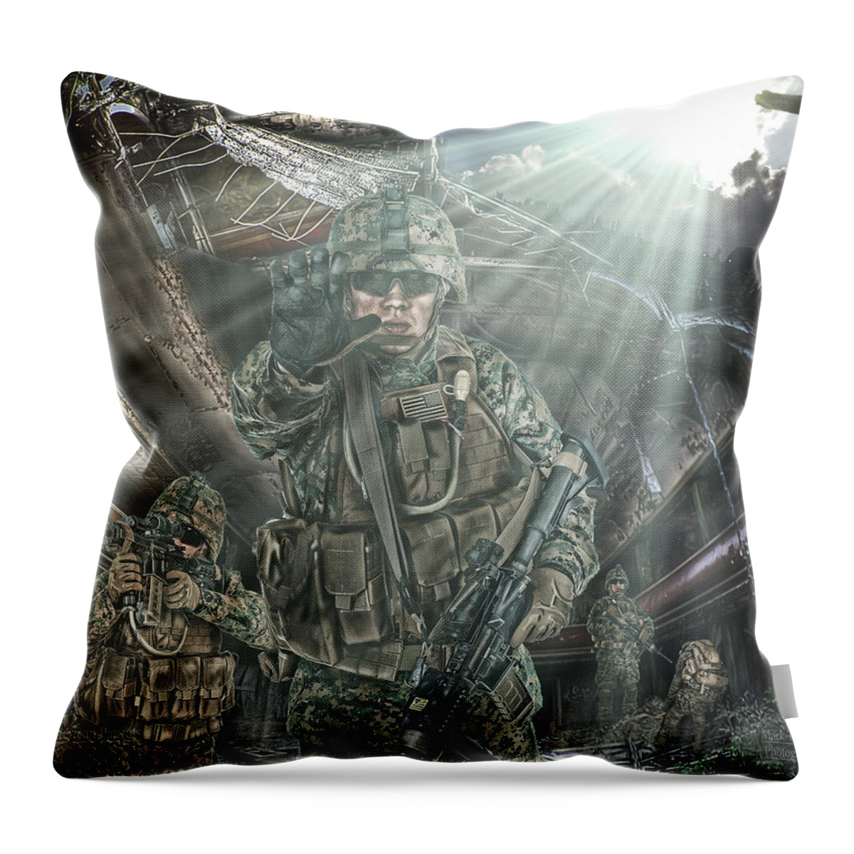 Mark T. Allen Throw Pillow featuring the photograph American Patriots by Mark Allen