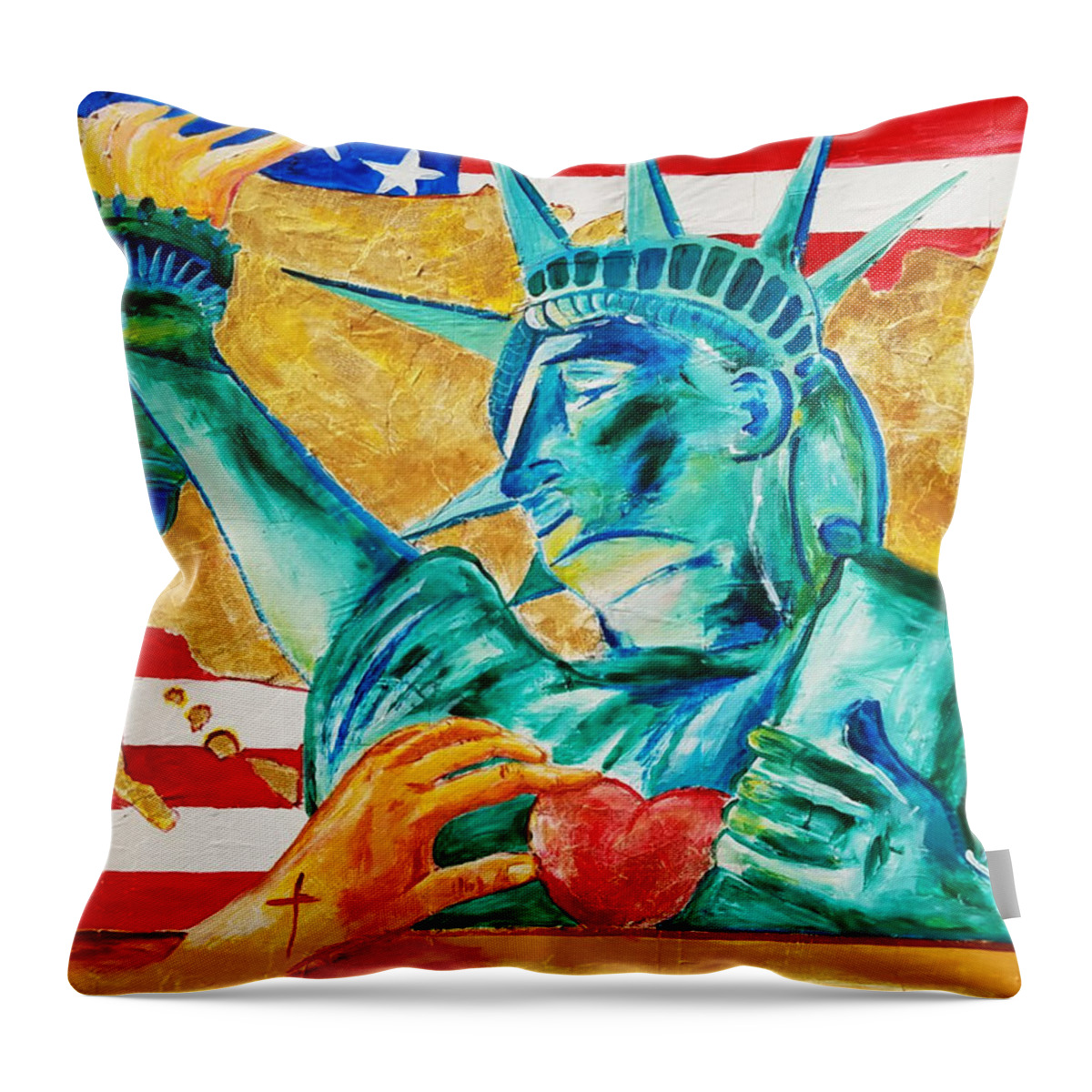 Jennifer Page Throw Pillow featuring the painting Americas Restoration by Jennifer Page