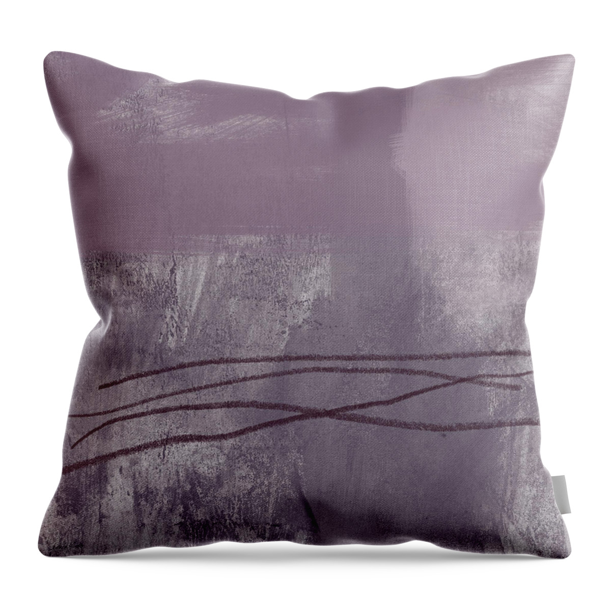 Abstract Throw Pillow featuring the painting Amethyst 1- Abstract Art by Linda Woods by Linda Woods