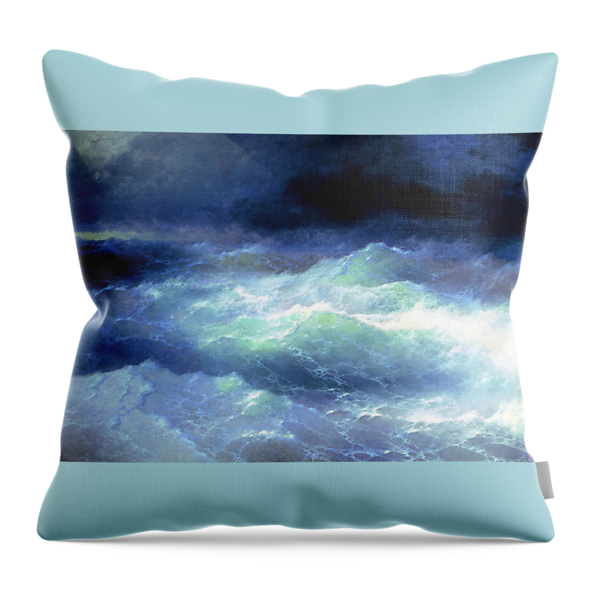 Ivan Aivazovsky Throw Pillow featuring the painting Among the waves by Aivazovsky