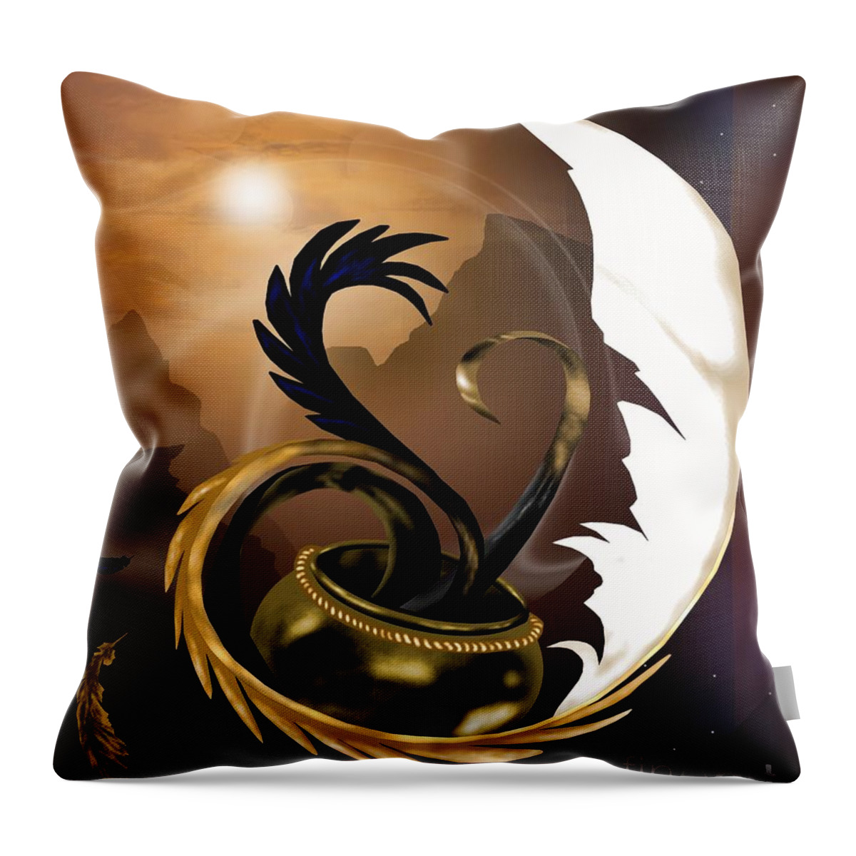 Quill Throw Pillow featuring the digital art An Artist's Calling by Alice Chen