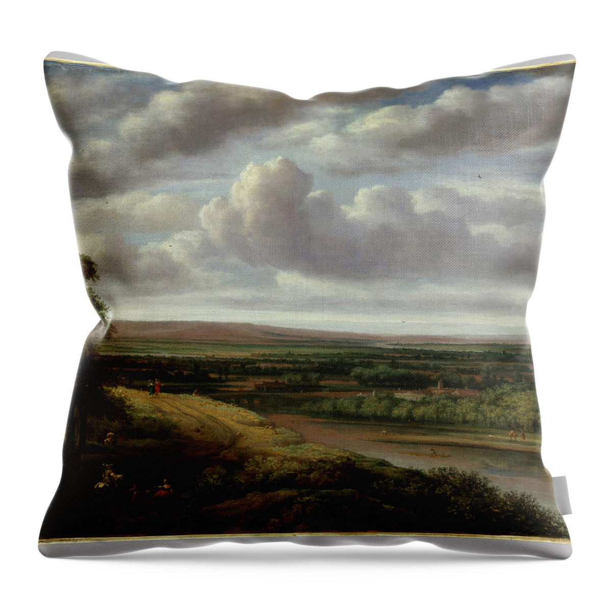 An Extensive Wooded Landscape Throw Pillow featuring the painting An Extensive Wooded Landscape by Philips
