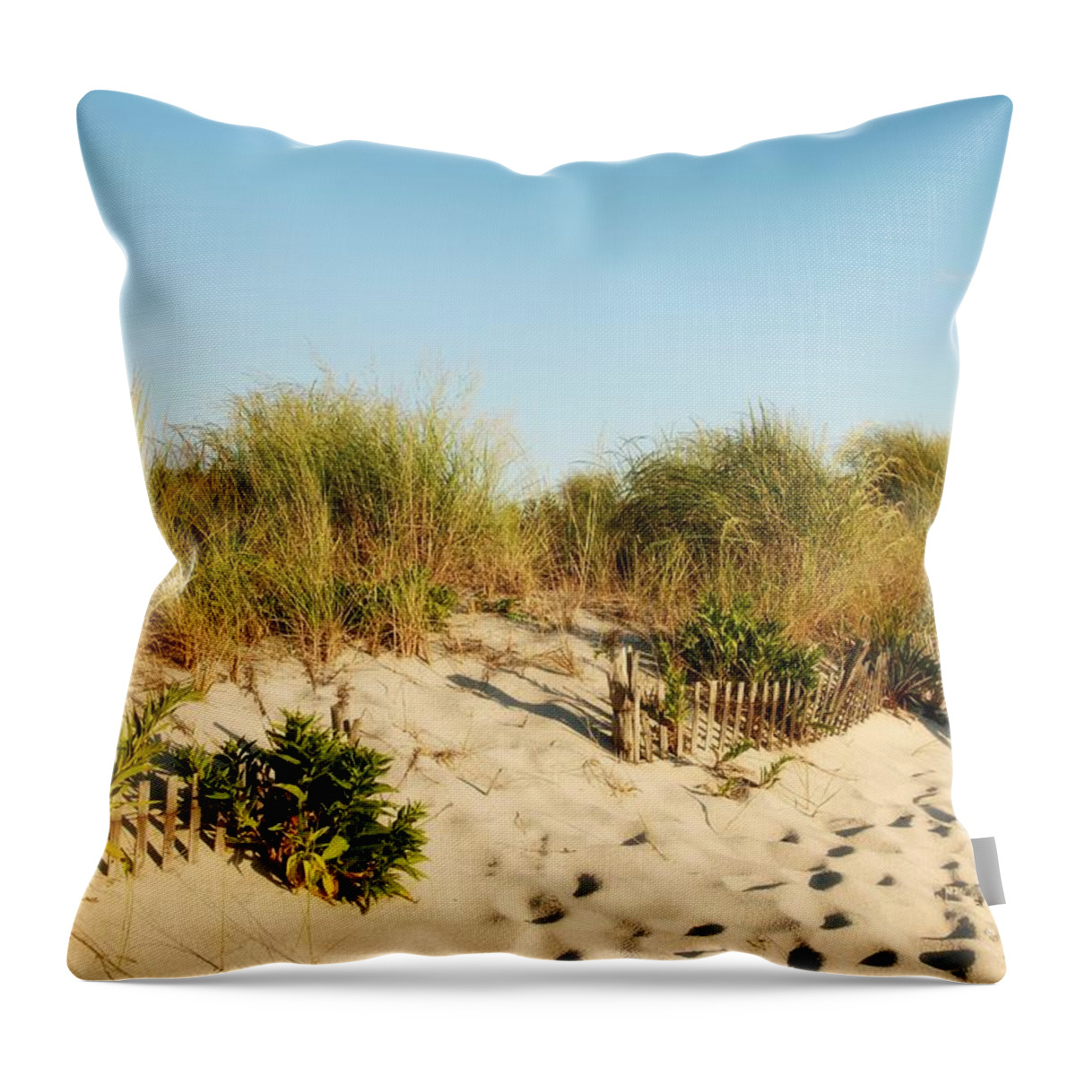 Jersey Shore Throw Pillow featuring the photograph An Opening In The Fence - Jersey Shore by Angie Tirado