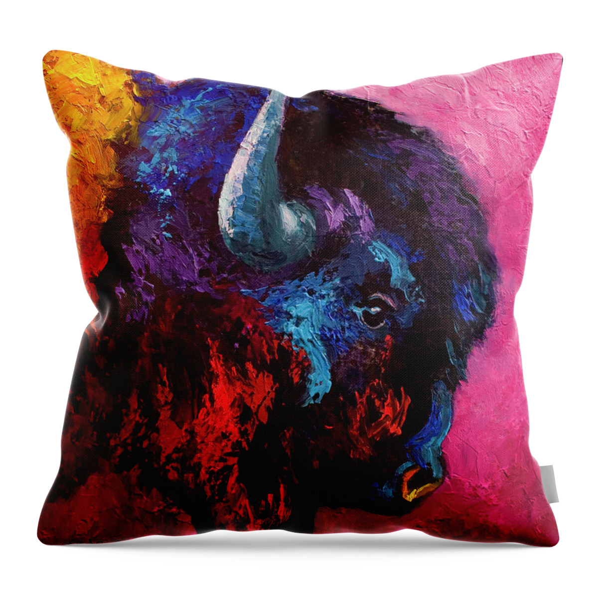 Bison Throw Pillow featuring the painting Ancient Soul by Marion Rose