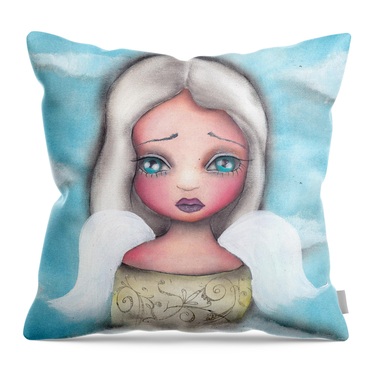 Ange Throw Pillow featuring the painting Angel by Abril Andrade